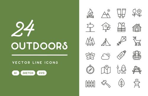 Outdoors Vector Line Icons