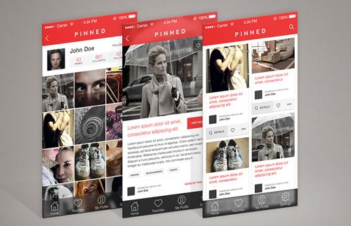 Pinned - Pinboard Style App UI