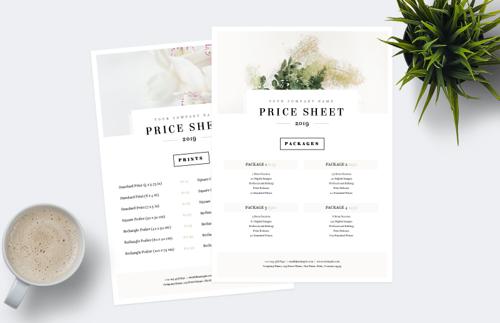Free Price Sheet Template for Word