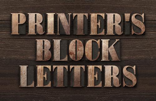 Printer's Letterpress Block Letters