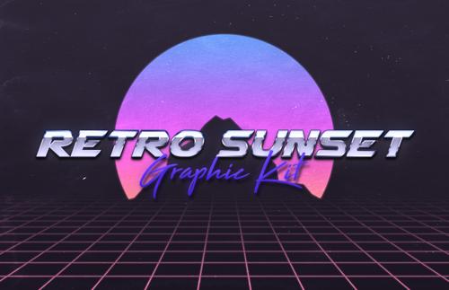Retro 80s Sunset Graphic Kit