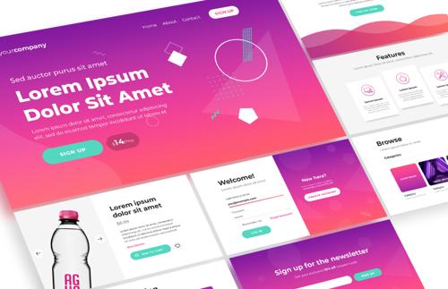 Retro Neon Web Layouts Set