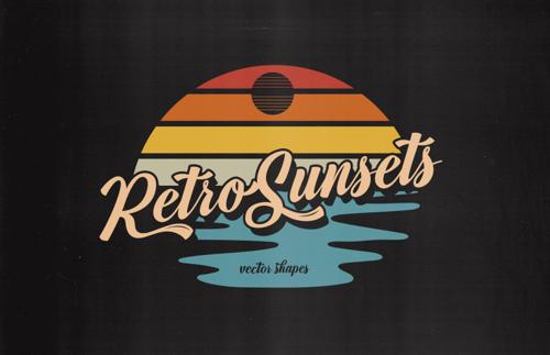 Retro Sunsets Vector Shapes
