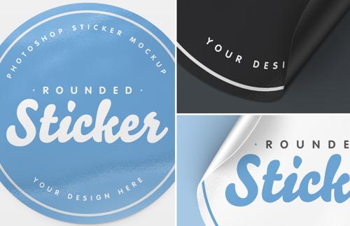Free Rounded Sticker Mockup