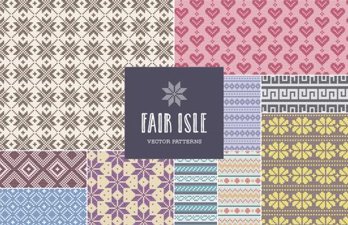 Seamless Fair Isle Vector Patterns