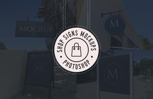 Realistic Shop Sign Mockups (PSD)