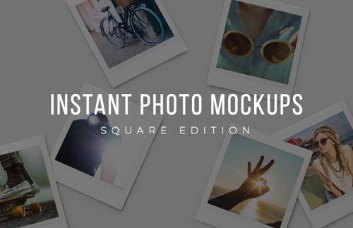 Square Instant Photo Collage Mockups