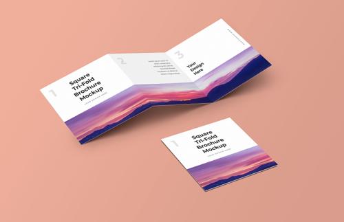 Free Square Trifold Brochure Mockup