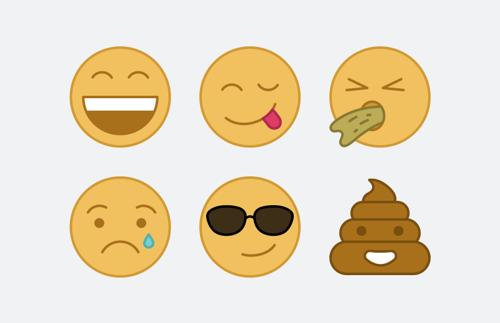 Vector Emoticons - Outlined & Color