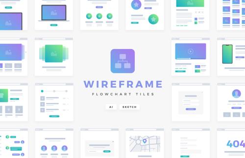 Vector Wireframe Flowchart Tiles