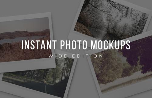 Wide Instant Photo Collage Mockups