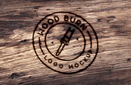 Wood Burn Logo Mockup