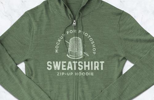 Zip Up Hoodie Sweatshirt Mockup PSD