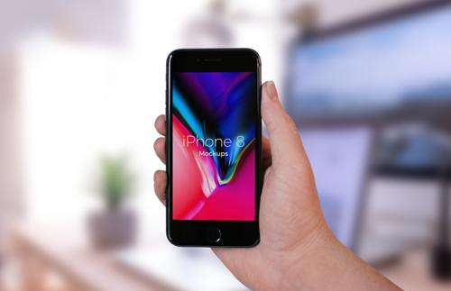 iPhone 8 In Hand Mockups (PSD)