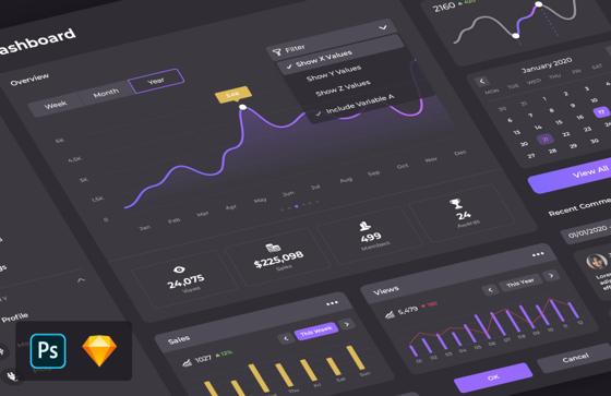 Dark Dashboard Admin UI Kit 1