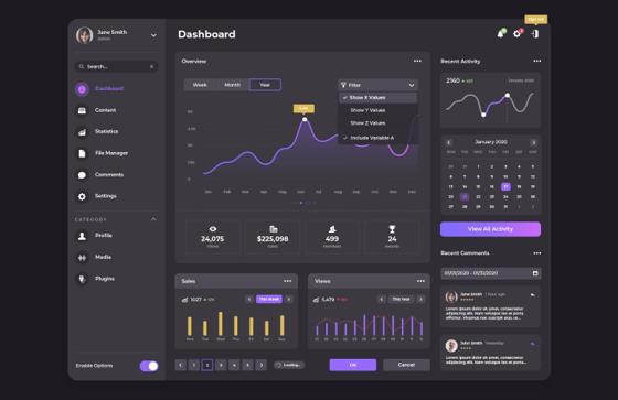 Dark Dashboard Admin UI Kit 2