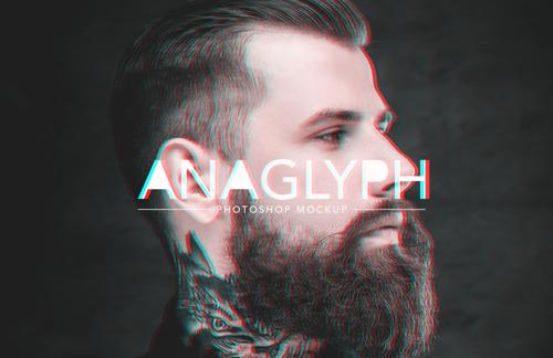 Anaglyph Photoshop Mockup