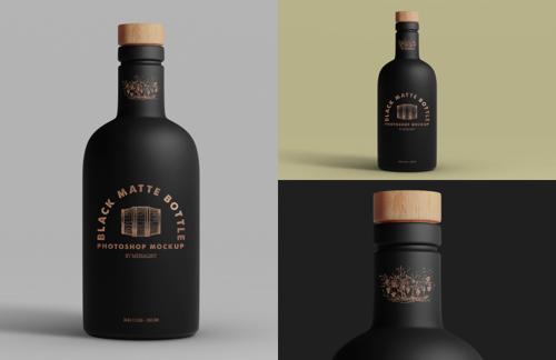 Black Matte Bottle Mockup