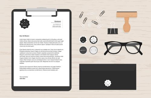 Flat Stationery & Desk Items Mockup