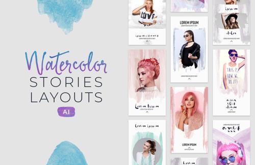 Instagram Watercolor Stories Layouts - (AI)