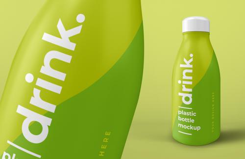 Juice Drink Plastic Bottle Mockup