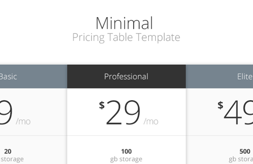 Minimal Pricing Table Template