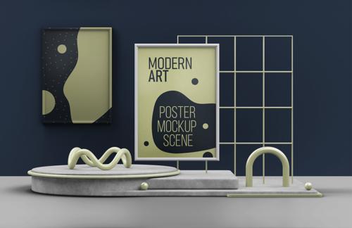 Modern Art Poster Mockup Scene